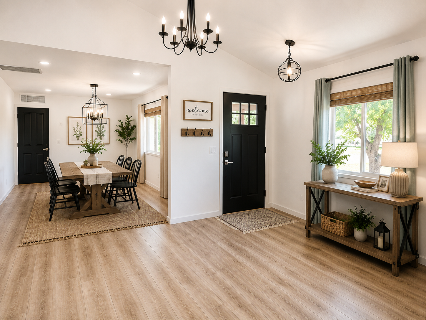 The same entryway virtually staged and enhanced, bright and listing-ready